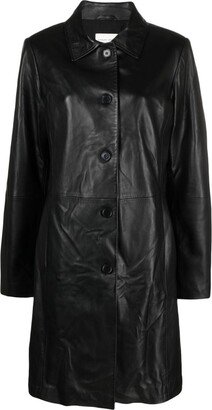 Single-Breasted Leather Coat-AP