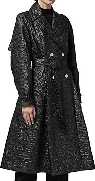 Faux Leather Trench Coat-AA