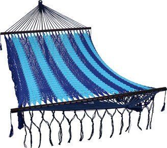 Sunnydaze Decor Sunnydaze American Deluxe-Style Mayan Hammock with Spreader Bars - Blue