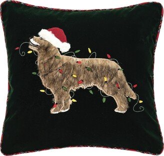 Dog With Light 18 x 18 Embellished Throw Pillow