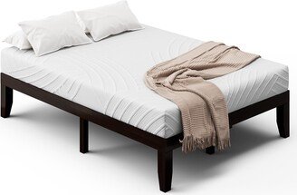 Full Size Wood Bed Frame & Memory 8'' Foam Mattress Set