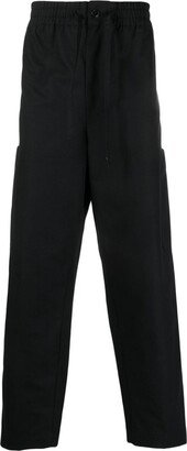 Black Wide-Leg Cotton Trousers