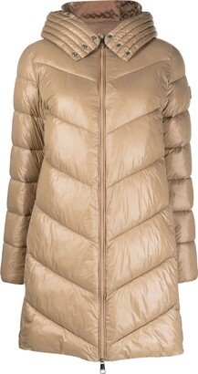 Funnel-Neck Quilted Raincoat