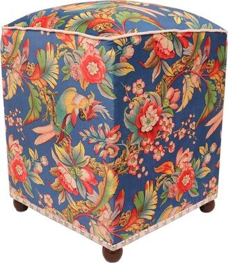 Edwardian Parrot Cheng Italian Velvet Upholstered Ottoman