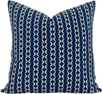 Embroidered Navy Blue & White Pillow Cover // Striped Throw Decorative Accent Covers 233