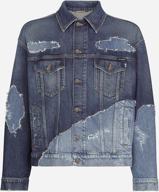 Stretch patchwork denim jacket-AA
