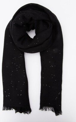 Sequin-Embellished Frayed Scarf-AA