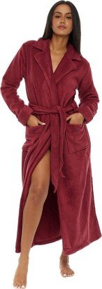 Alexander Del Rossa ADR Women' Claic Country Robe, No Pill Fleece Full Length Long Bathrobe Burgundy Small