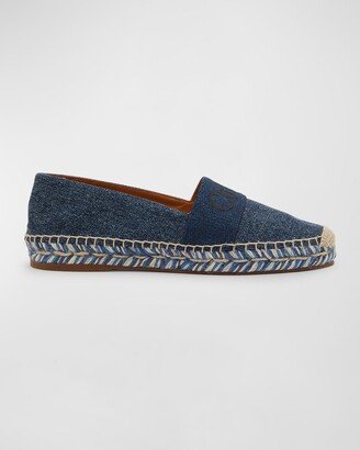 Piia Embroidered Logo Denim Espadrilles