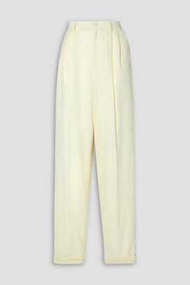 Pleated wool-crepe tapered pants