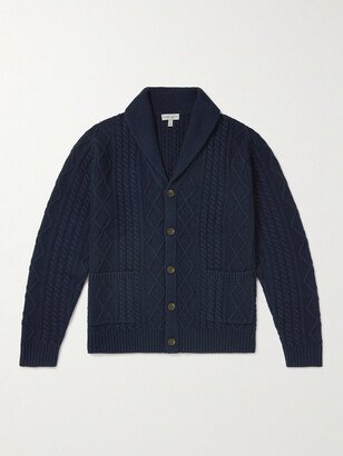 Shawl-Collar Cable-Knit Wool, Yak and Cashmere-Blend Cardigan