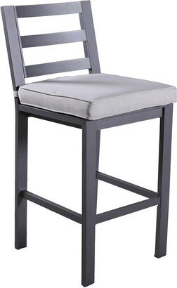 Carlo 25 Inch Bar Stool, Outdoor, Aluminum, Solar Protected Fabric, Slate