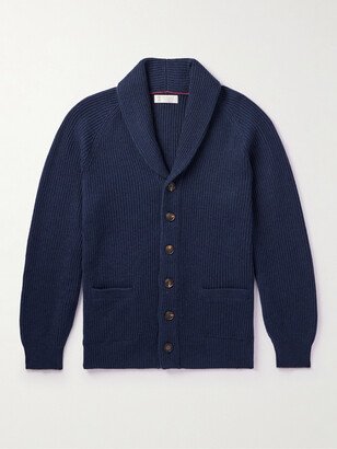 Shawl-Collar Ribbed Cashmere Cardigan-AC