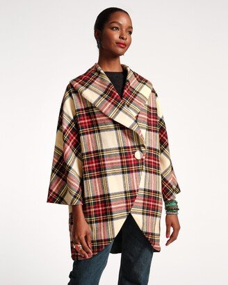 Cocoon Wool Coat Christmas Plaid