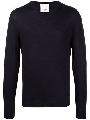 fine-knit V-neck jumper-AE