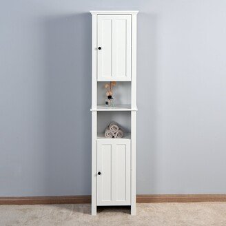66.93 Bathroom Floor Storage Cabinet with 2 Doors Living Room Wooden Cabinet with 6 Shelves