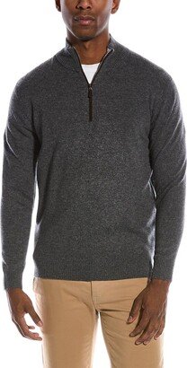 Suede-Trim Cashmere Mock Sweater-AV