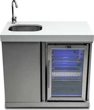 MASF-SS Stainless Steel Beverage Center Cabinet Module with Outdoor Refrigerator Faucet and Sink