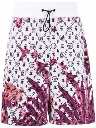 Floral Logo Drawstring Shorts