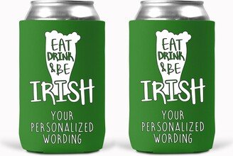 Eat Drink Be Irish Can Cozie, St Patricks Day Party Favors, Personalized Cooler Favor, Pattys