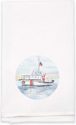 Santa Coast Guard At Christmas Tea Towel|Nantucket|Cape Cod|Gift|Home Decor|Art|Print|Coastal Christmas|Nautical| Chatham| Coastal