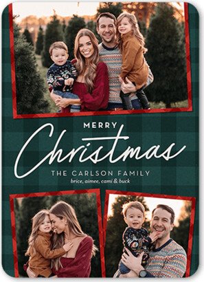 Holiday Cards: Super Plaid Holiday Card, Green, 5X7, Christmas, Matte, Signature Smooth Cardstock, Rounded