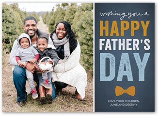 Father's Day Cards: Bow Tie Wishes Father's Day Card, Blue, 5X7, Pearl Shimmer Cardstock, Square