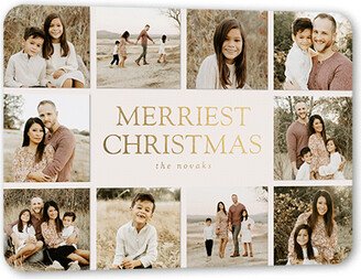 Holiday Cards: Editable Merriest Sentiment Holiday Card, Beige, Gold Foil, 5X7, Christmas, Matte, Personalized Foil Cardstock, Rounded