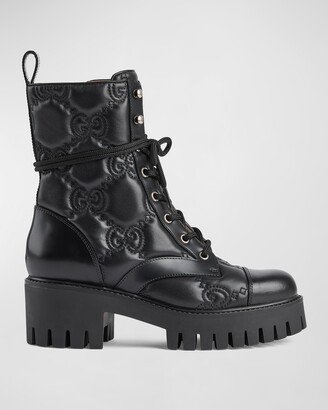 GG Logo Quilted Combat Boots