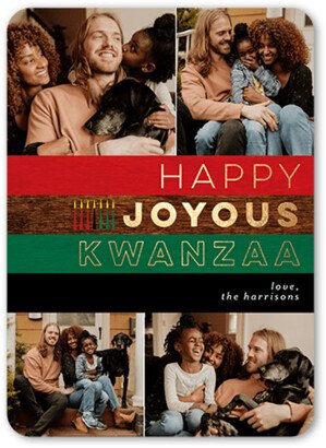 Kwanzaa Cards: Bold Lines Kwanzaa Card, Red, 5X7, Kwanzaa, Pearl Shimmer Cardstock, Rounded
