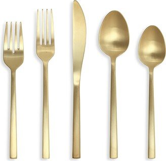 Arezzo Brushed Gold 5-Piece Stainless Steel Place Setting Set