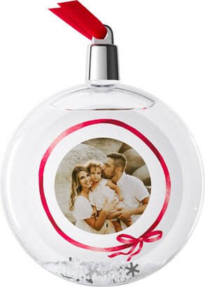 Ornaments: Ribbon Border Snow Globe Ornament, White, Circle