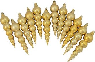 Northlight 12ct Vegas Gold Shatterproof Matte and Shiny Christmas Finial Ornaments 6