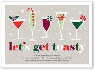 Holiday Invitations: Lets Get Toasty Holiday Invitation, Beige, 5X7, Matte, Signature Smooth Cardstock, Square