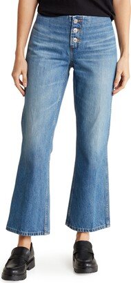 Button Fly Crop Bootcut Jeans