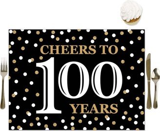 Big Dot Of Happiness Adult 100th Birthday - Gold - Party Table Decorations - Birthday Placemats 16 Ct