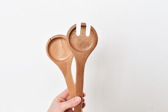 Set Of 2 Acacia Spoons, Wooden Pink, Natural Wood, Gift Idea, Kitchen Utensils, Home, Simple, Cooking, Serving Spoons