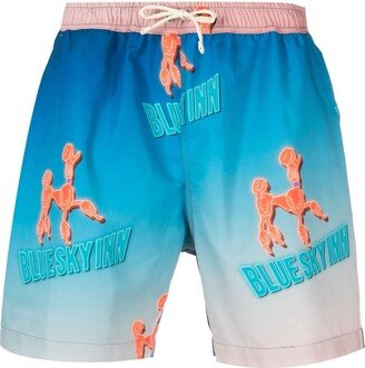 BLUE SKY INN Logo-Print Swim Shorts