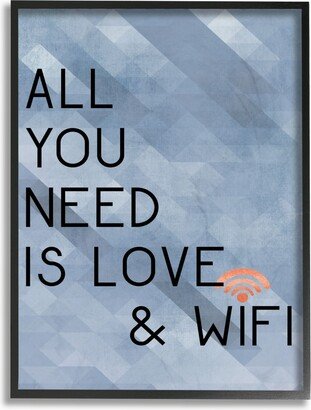 All You Need is Love and WiFi Blue Typography Framed Giclee Art, 16 x 20