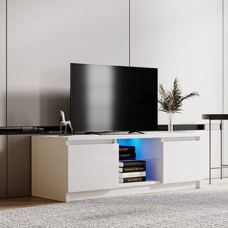 Modern LED TV Cabinet TV Stand Console Table with Lights and Storage Drawers