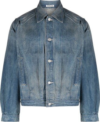 Blue Crinkled Denim Jacket