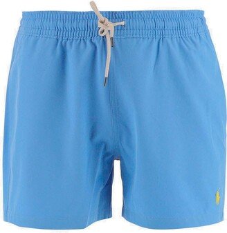 Logo Embroidered Drawstring Swim Shorts-AG