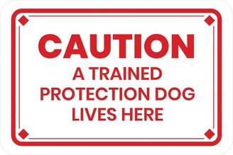 Classic Framed Diamond, Caution A Trained Protection Dog Lives Here Wall Or Door Sign