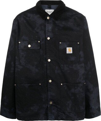 Logo-Patch Denim Military Jacket