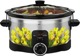 Cute Yellow Tulip Bush Decal Set For All Slow Cooker Pots