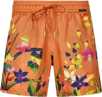 Floral-Print Drawstring Swim Shorts-AB