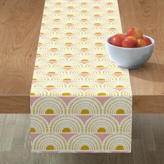 Table Runners: Aurora Geometric - Blush And Goldenrod Table Runner, 90X16, Yellow