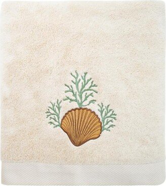 Km Home Collection Seashell Embroidery Bath Towel