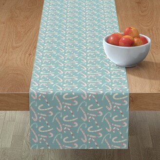 Table Runners: Candy Canes On Frost Table Runner, 90X16, Blue