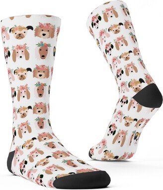 Socks: Puppy Dogs With Floral Crowns Custom Socks, Multicolor